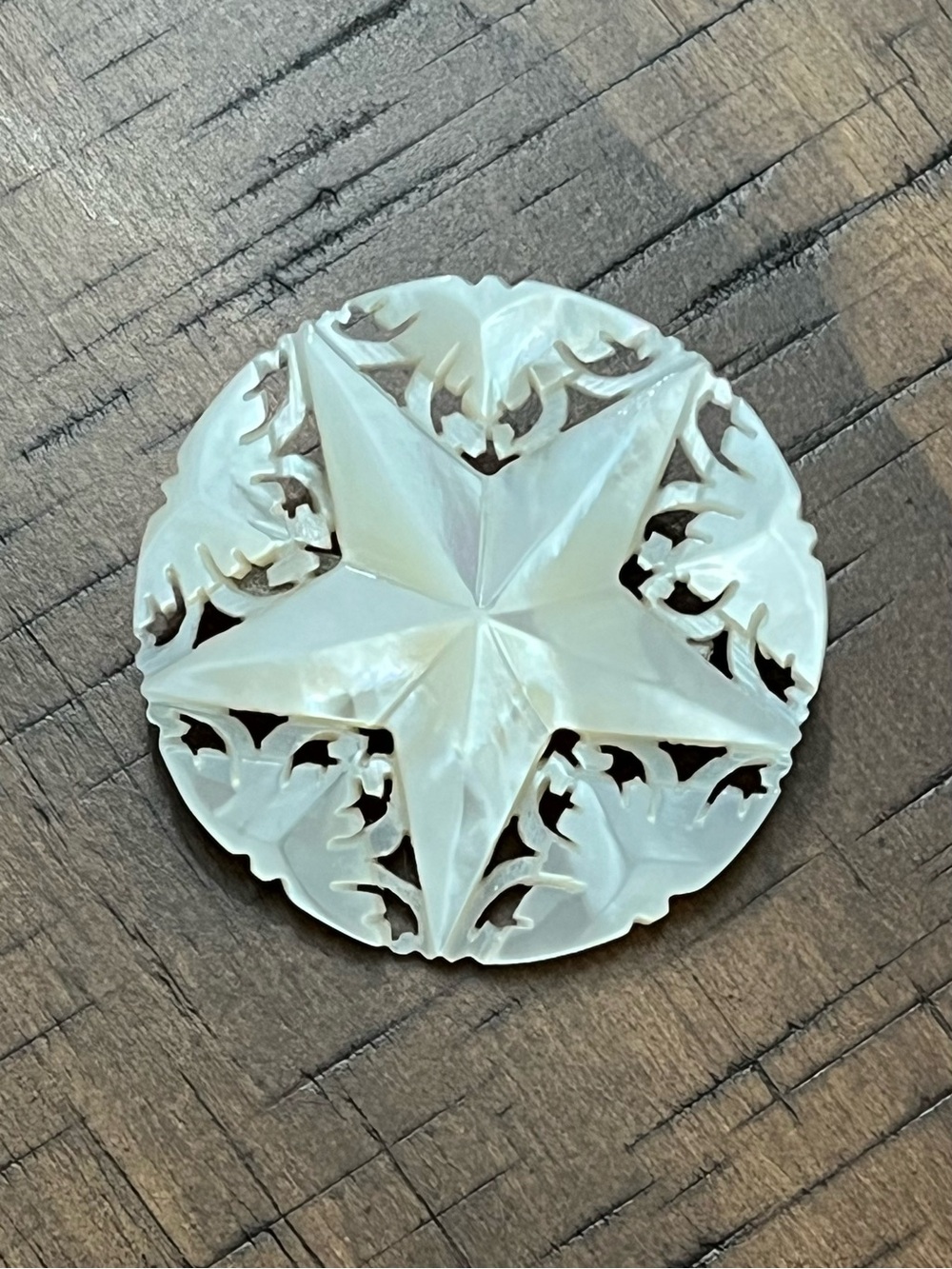 Vintage Bethlehem Mother Of Pearl Star Marked Bethlehem C Clasp 1.5 Inch